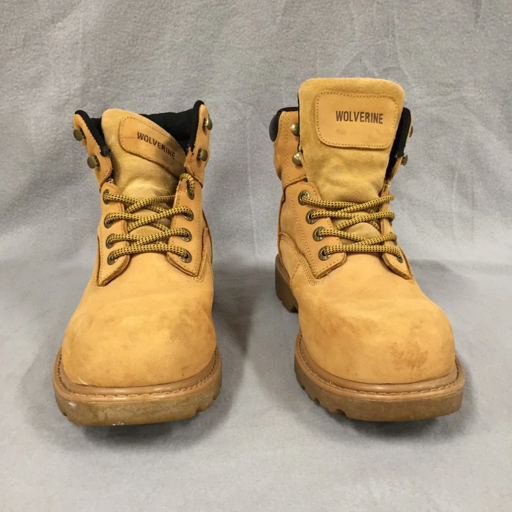 Wolverine Mens Waterproof Leather Work Boots Wheat Tan W10642 Size 10M